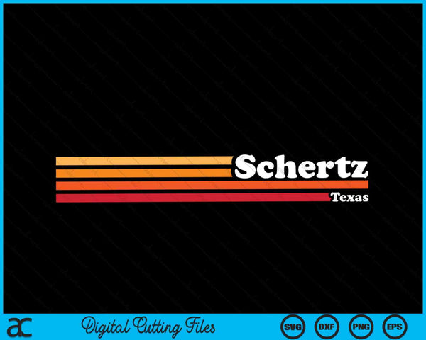 Vintage 1980s Graphic Style Schertz Texas SVG PNG Cutting Printable Files