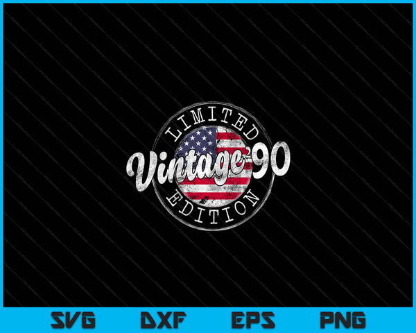 Vintage 1990 Flag Stamp 34th Birthday Gifts 34 Year Old SVG PNG Digital Cutting Files