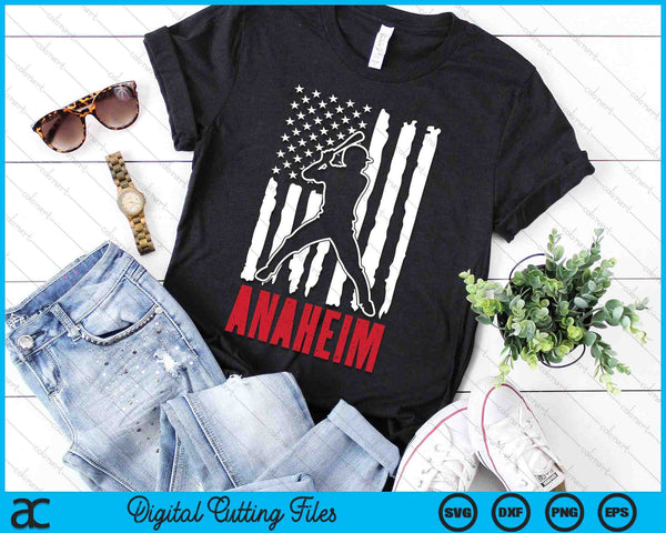 Vintage Anaheim American Flag Distressed Baseball SVG PNG Digital Cutting Files