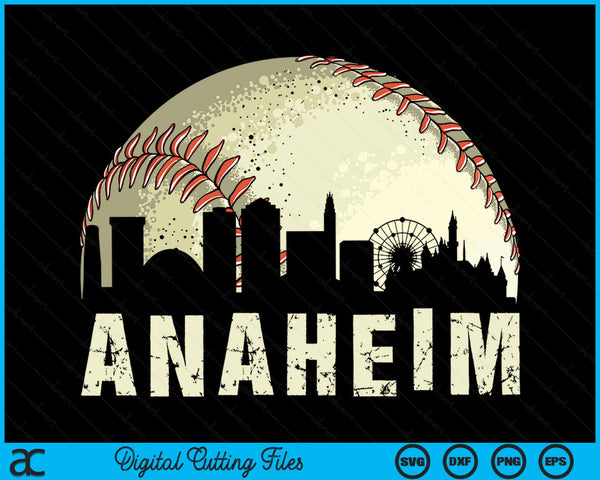 Vintage Anaheim Cityscape Baseball Lover SVG PNG Cutting Printable Files