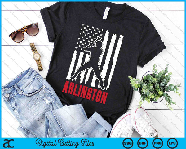 Vintage Arlington American Flag Distressed Baseball SVG PNG Digital Cutting Files