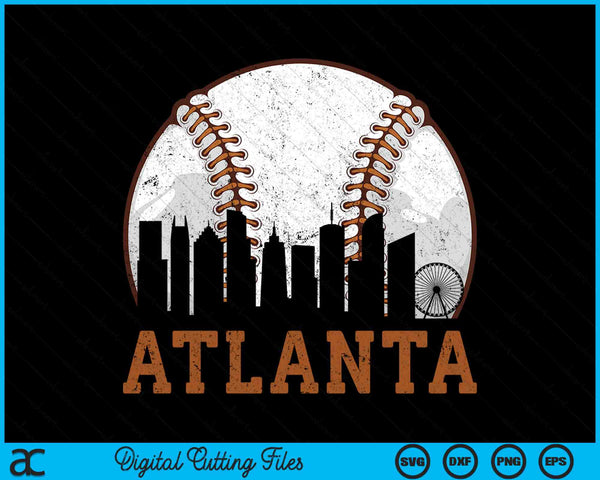 Vintage Atlanta Cityscape Baseball SVG PNG Cutting Printable Files