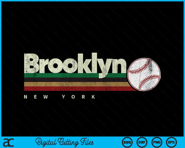 Vintage Baseball Brooklyn City Baseball Retro Stripes SVG PNG Digital Cutting Files