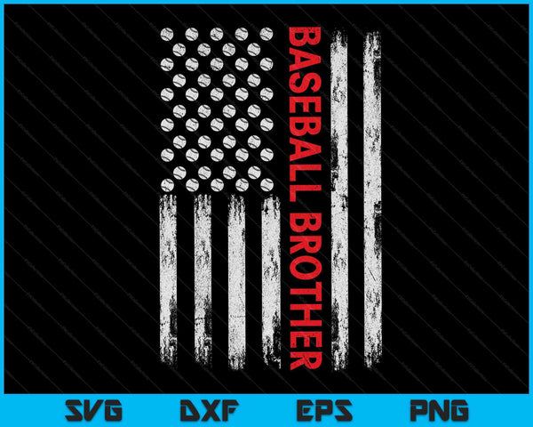 Vintage Baseball Brother USA Flag SVG PNG Digital Printable Files
