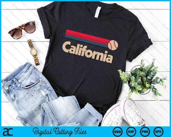Vintage Baseball California B-Ball Retro Stripes SVG PNG Digital Cutting Files