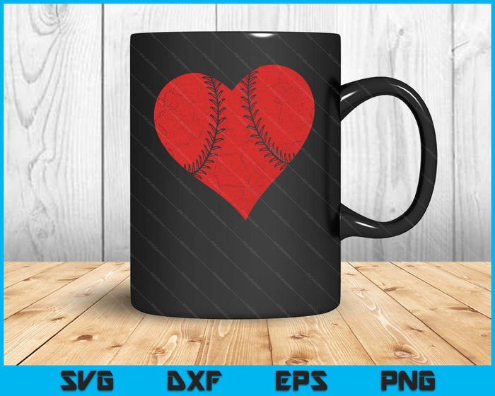 Vintage Baseball Heart Valentine's Day Boys Girls Kids SVG PNG Cutting Printable Files