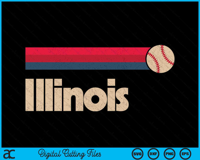 Vintage Baseball Illinois B-Ball Retro Stripes SVG PNG Digital Cutting Files Vintage Baseball Illinois B-Ball Retro Stripes SVG PNG Digital Cutting Files