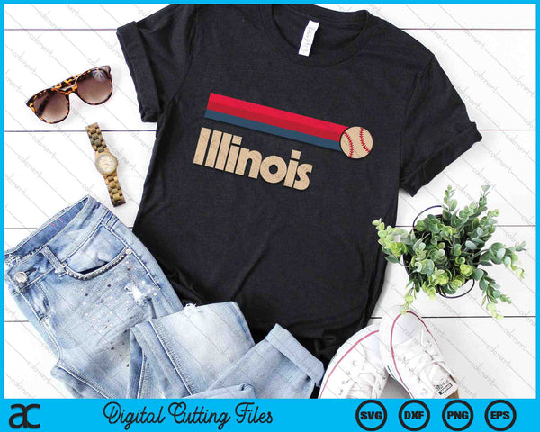 Vintage Baseball Illinois B-Ball Retro Stripes SVG PNG Digital Cutting Files