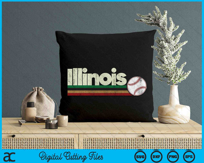 Vintage Baseball Illinois Baseball Retro Stripes SVG PNG Digital Cutting Files Vintage Baseball Illinois Baseball Retro Stripes SVG PNG Digital Cutting Files