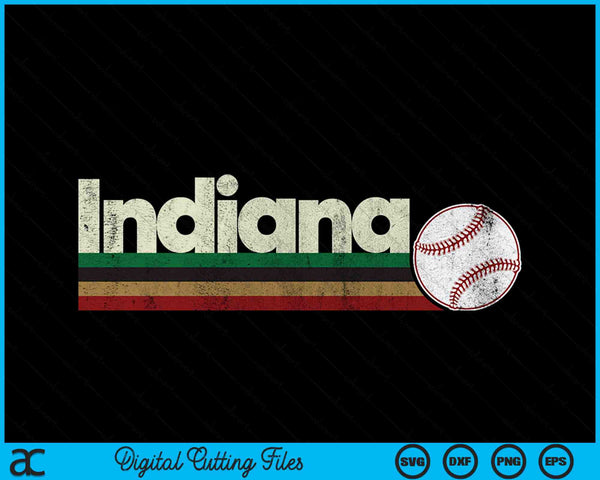 Vintage Baseball Indiana Baseball Retro Stripes SVG PNG Digital Cutting Files