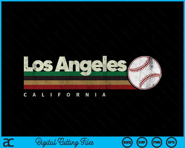 Vintage Baseball Los Angeles City Baseball Retro Stripes SVG PNG Digital Cutting Files