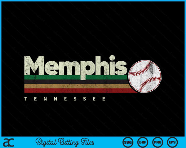 Vintage Baseball Memphis City Baseball Retro Stripes SVG PNG Digital Cutting Files