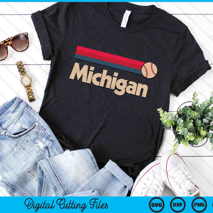 Vintage Baseball Michigan B-Ball Retro Stripes SVG PNG Digital Cutting Files Vintage Baseball Michigan B-Ball Retro Stripes SVG PNG Digital Cutting Files