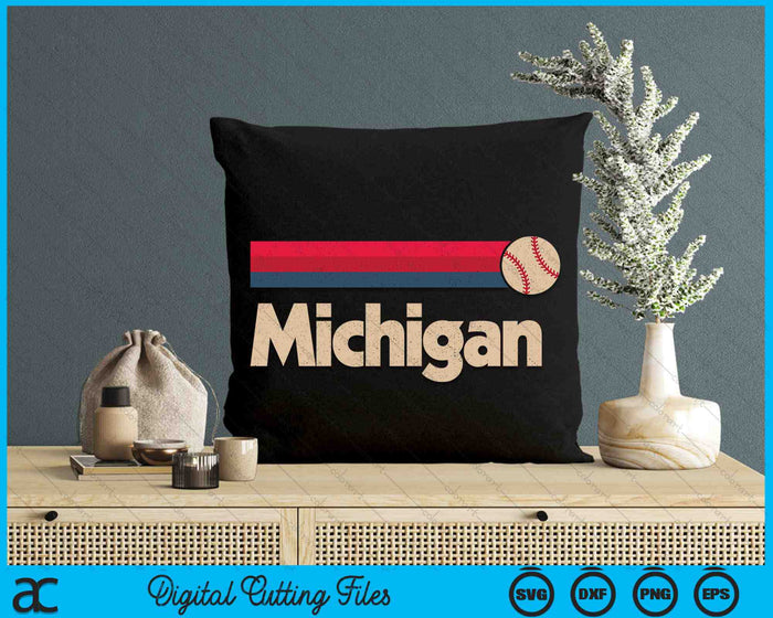 Vintage Baseball Michigan B-Ball Retro Stripes SVG PNG Digital Cutting Files Vintage Baseball Michigan B-Ball Retro Stripes SVG PNG Digital Cutting Files
