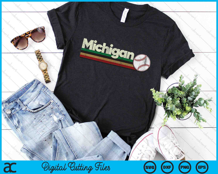 Vintage Baseball Michigan Baseball Retro Stripes SVG PNG Digital Cutting Files Vintage Baseball Michigan Baseball Retro Stripes SVG PNG Digital Cutting Files