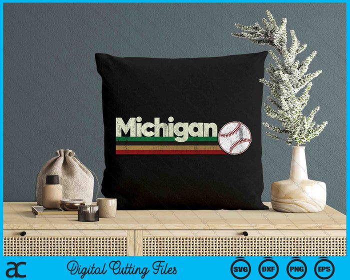 Vintage Baseball Michigan Baseball Retro Stripes SVG PNG Digital Cutting Files Vintage Baseball Michigan Baseball Retro Stripes SVG PNG Digital Cutting Files