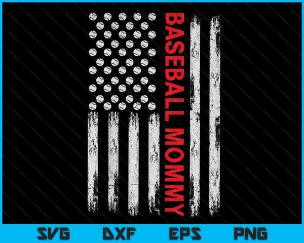 Vintage Baseball Mommy USA Flag SVG PNG Digital Printable Files