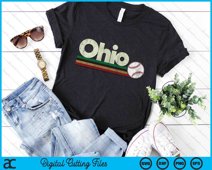 Vintage Baseball Ohio Baseball Retro Stripes SVG PNG Cutting Files Vintage Baseball Ohio Baseball Retro Stripes SVG PNG Cutting Files