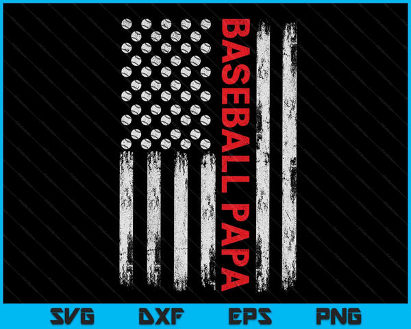 Vintage Baseball Papa USA Flag SVG PNG Digital Printable Files