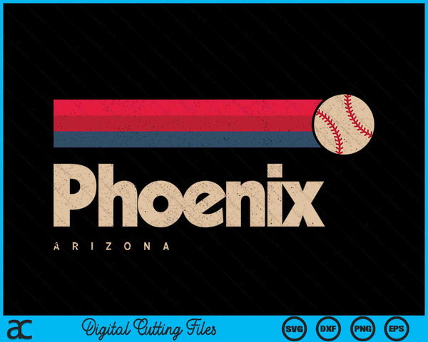 Vintage Baseball Phoenix City B-Ball Retro Stripes SVG PNG Digital Cutting Files