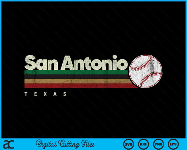 Vintage Baseball San Antonio City Baseball Retro Stripes SVG PNG Digital Cutting Files