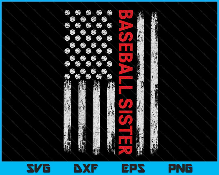 Vintage Baseball Sister USA Flag SVG PNG Digital Printable Files Vintage Baseball Sister USA Flag SVG PNG Digital Printable Files