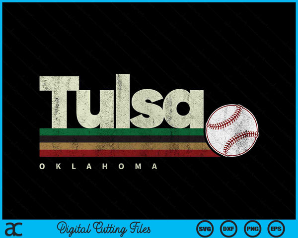 Vintage Baseball Tulsa City Baseball Retro Stripes SVG PNG Digital Cutting Files