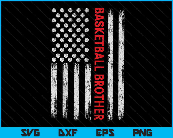 Vintage Basketball Brother USA Flag SVG PNG Digital Printable Files Vintage Basketball Brother USA Flag SVG PNG Digital Printable Files