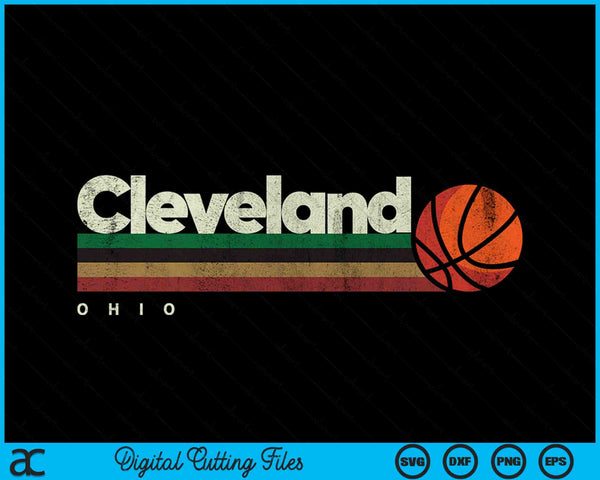 Vintage Basketball Cleveland City Basketball Retro Stripes SVG PNG Digital Cutting Files