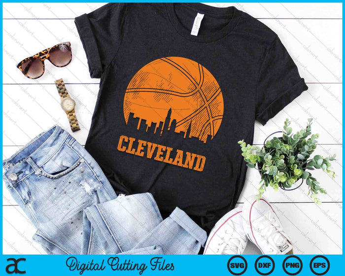 Vintage Basketball Cleveland City Skyline Outfit SVG PNG Digital Cutting Files Vintage Basketball Cleveland City Skyline Outfit SVG PNG Digital Cutting Files