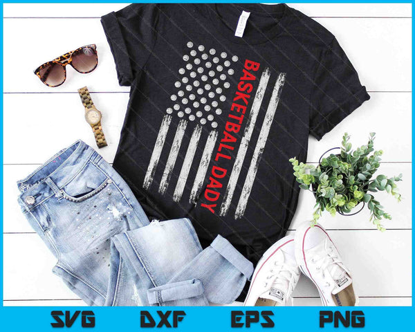 Vintage Basketball Dady USA Flag SVG PNG Digital Printable Files