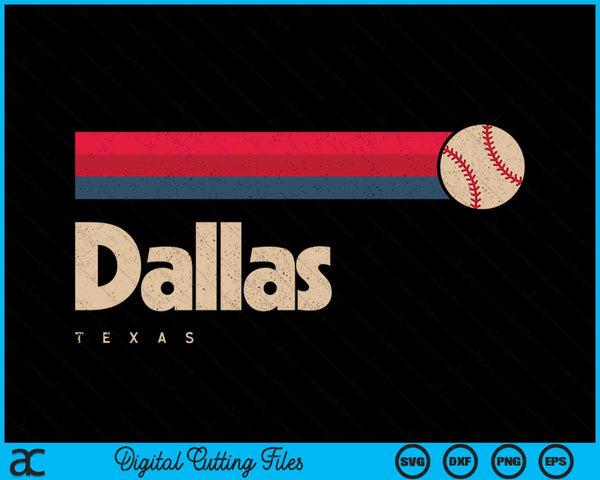 Vintage Baseball Dallas City B-Ball Retro Stripes SVG PNG Digital Cutting Files