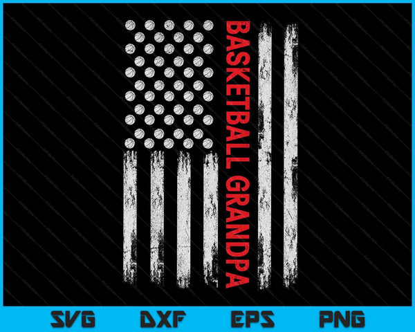 Vintage Basketball Grandpa USA Flag SVG PNG Digital Printable Files