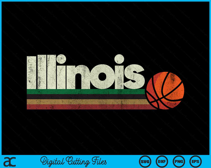 Vintage Basketball Illinois B-Ball Retro Stripes SVG PNG Digital Cutting Files Vintage Basketball Illinois B-Ball Retro Stripes SVG PNG Digital Cutting Files