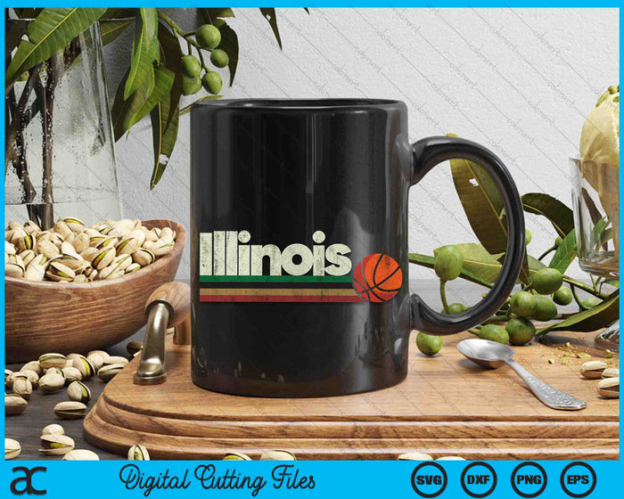 Vintage Basketball Illinois B-Ball Retro Stripes SVG PNG Digital Cutting Files Vintage Basketball Illinois B-Ball Retro Stripes SVG PNG Digital Cutting Files
