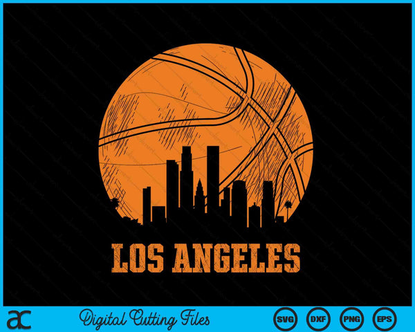 Vintage Basketball Los Angeles City Skyline Outfit SVG PNG Digital Cutting Files