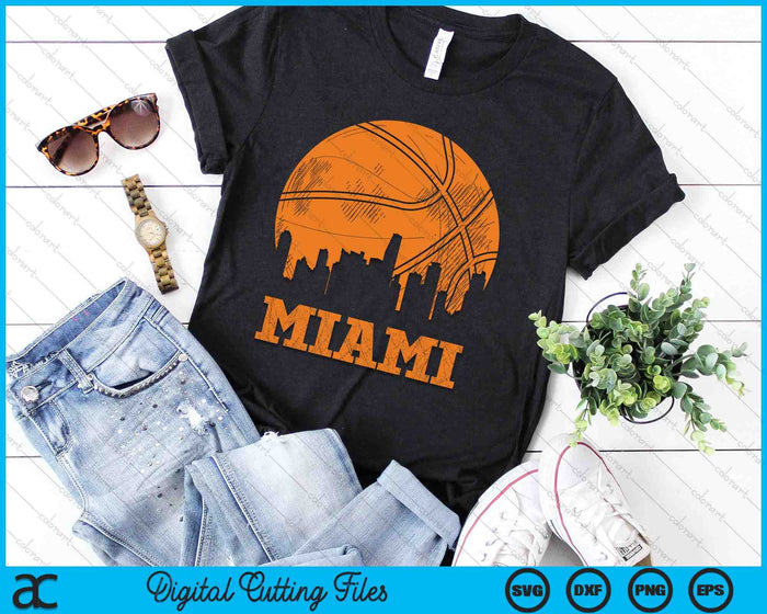 Vintage Basketball Miami City Skyline Outfit SVG PNG Digital Cutting Files Vintage Basketball Miami City Skyline Outfit SVG PNG Digital Cutting Files