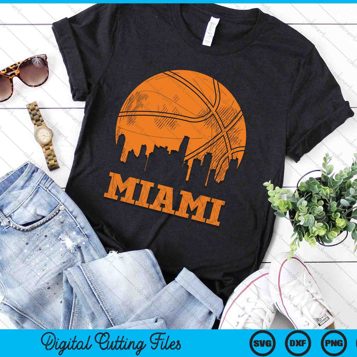 Vintage Basketball Miami City Skyline Outfit SVG PNG Digital Cutting Files Vintage Basketball Miami City Skyline Outfit SVG PNG Digital Cutting Files