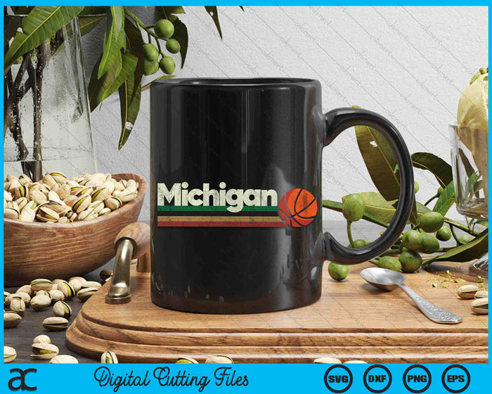 Vintage Basketball Michigan B-Ball Retro Stripes SVG PNG Digital Cutting Files Vintage Basketball Michigan B-Ball Retro Stripes SVG PNG Digital Cutting Files