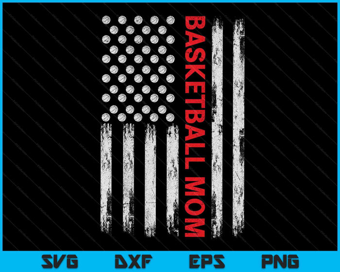 Vintage Basketball Mom USA Flag SVG PNG Digital Printable Files Vintage Basketball Mom USA Flag SVG PNG Digital Printable Files