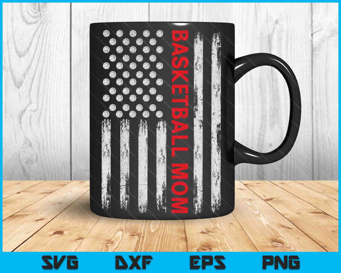 Vintage Basketball Mom USA Flag SVG PNG Digital Printable Files Vintage Basketball Mom USA Flag SVG PNG Digital Printable Files