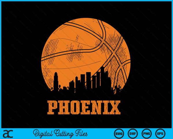 Vintage Basketball Phoenix City Skyline Outfit SVG PNG Digital Cutting Files