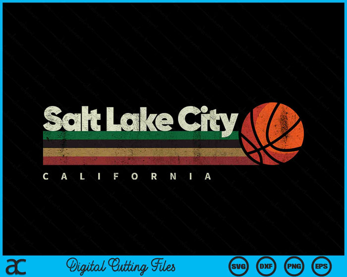 Vintage Basketball Salt Lake City B-Ball Retro Stripes SVG PNG Digital Cutting Files Vintage Basketball Salt Lake City B-Ball Retro Stripes SVG PNG Digital Cutting Files