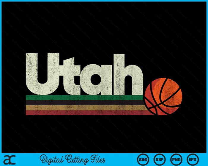 Vintage Basketball Utah B-Ball Retro Stripes SVG PNG Digital Cutting Files Vintage Basketball Utah B-Ball Retro Stripes SVG PNG Digital Cutting Files