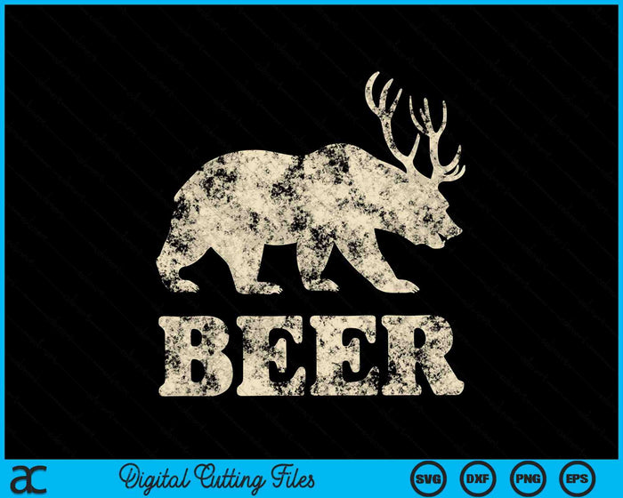 Vintage Bear Deer Funny Beer SVG PNG Digital Cutting Files
