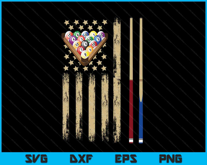 Vintage Billiard American Flag Pool Player SVG PNG Digital Cutting Files Vintage Billiard American Flag Pool Player SVG PNG Digital Cutting Files