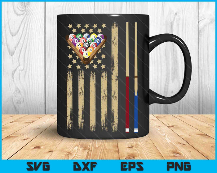 Vintage Billiard American Flag Pool Player SVG PNG Digital Cutting Files Vintage Billiard American Flag Pool Player SVG PNG Digital Cutting Files
