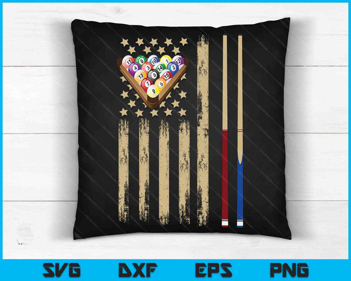 Vintage Billiard American Flag Pool Player SVG PNG Digital Cutting Files Vintage Billiard American Flag Pool Player SVG PNG Digital Cutting Files