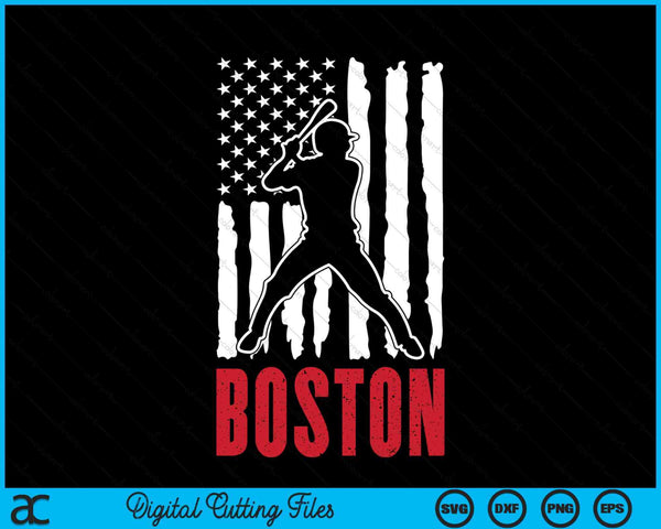 Vintage Boston American Flag Distressed Baseball SVG PNG Digital Cutting Files