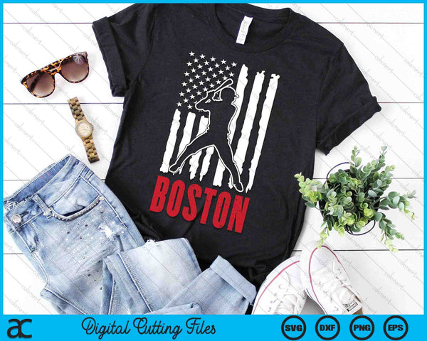 Vintage Boston American Flag Distressed Baseball SVG PNG Digital Cutting Files